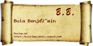 Bula Benjámin névjegykártya